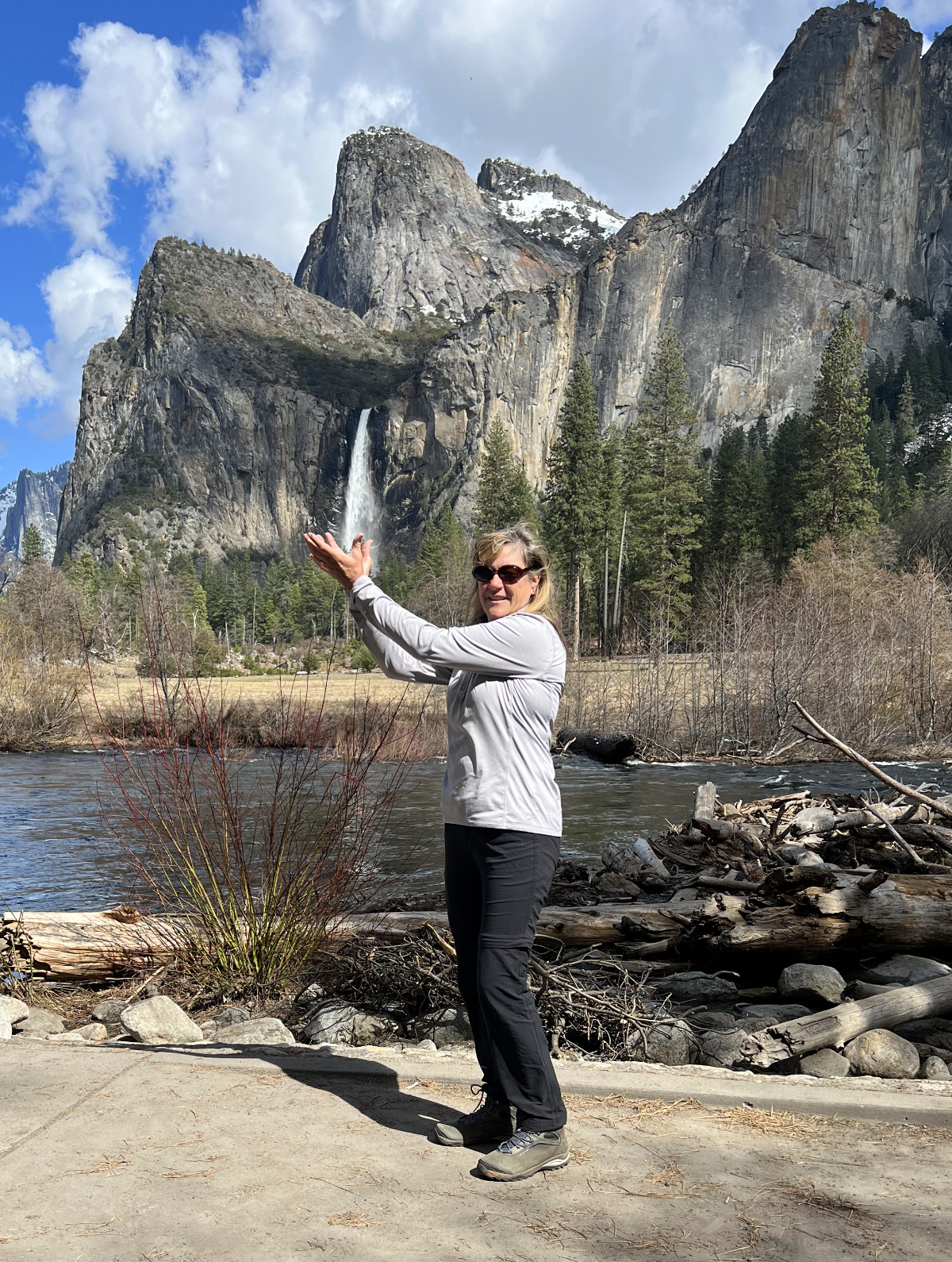 Kathy catching waterfall