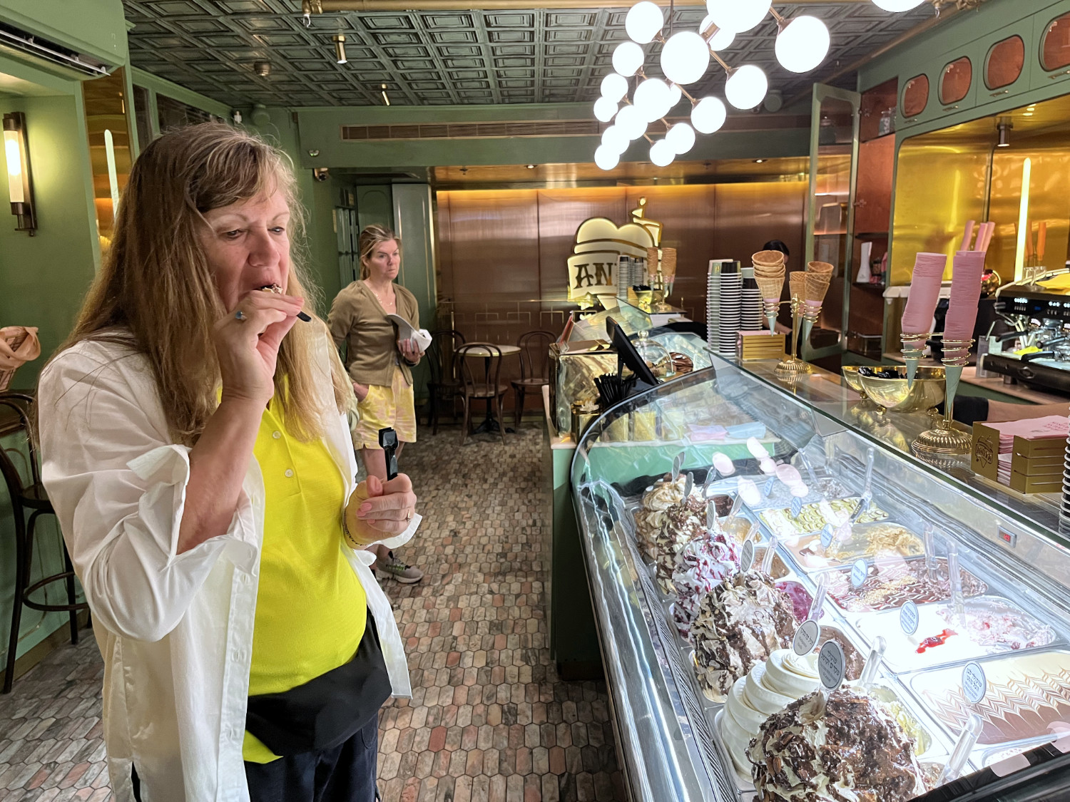 Kathy tasting Gelato