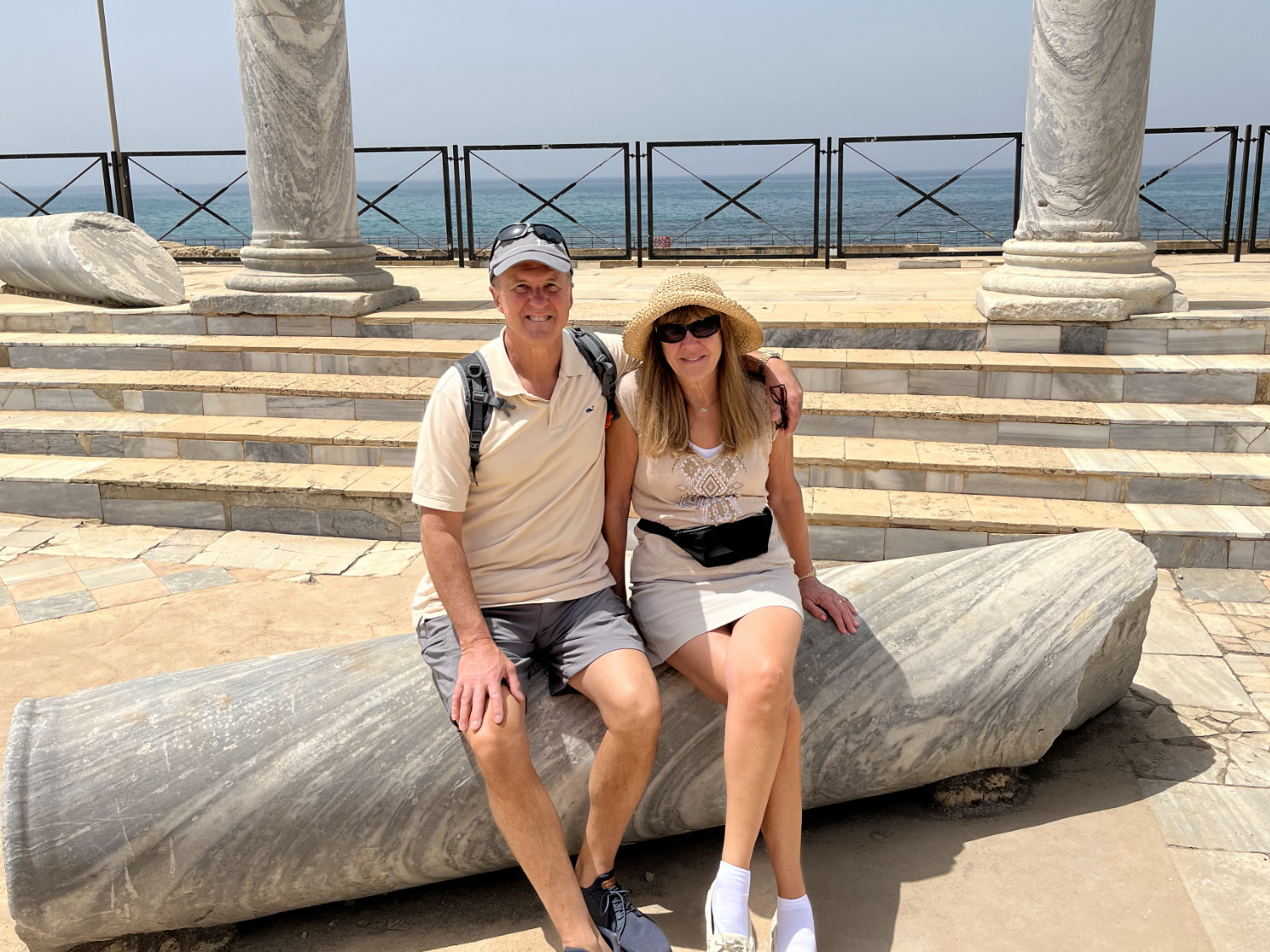 Caesarea Mike and Kathy on Marble Column