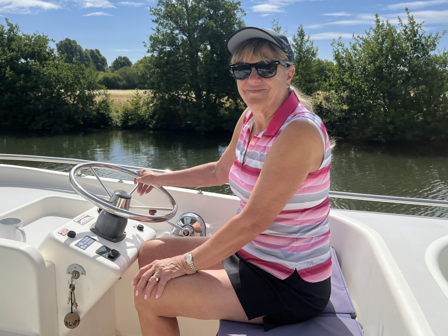 Kathy at the wheel